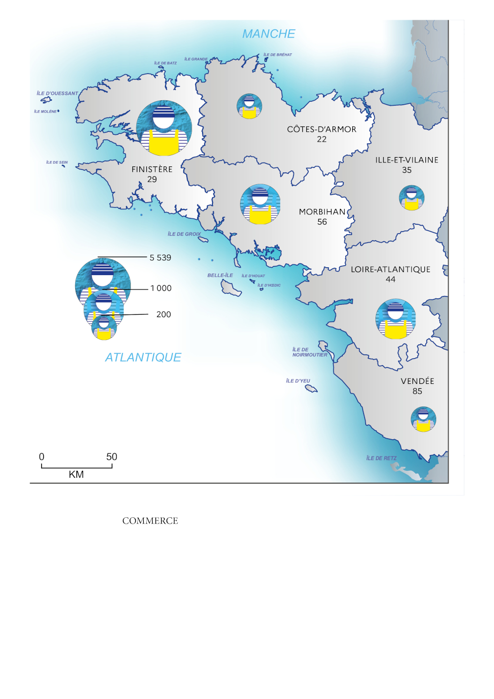 Les marins au commerce en Bretagne et Pays de la Loire en 2023 - voir la transcription ci-dessous
